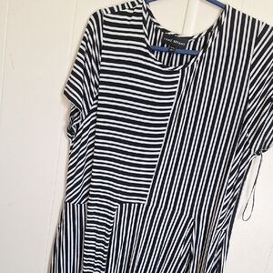 Lane Bryant Black & White Mixed Stripe Tee Dress